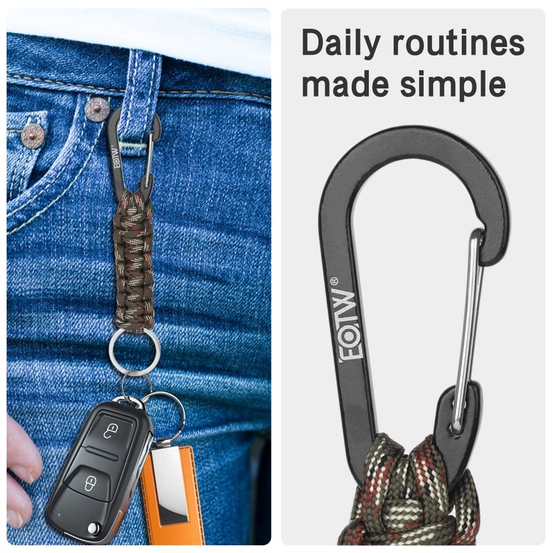 EOTW Carabiner Keychain, Small Carabiner Clip with Paracord Keychain Mini Aluminum D Ring Key Organizer - Image 3